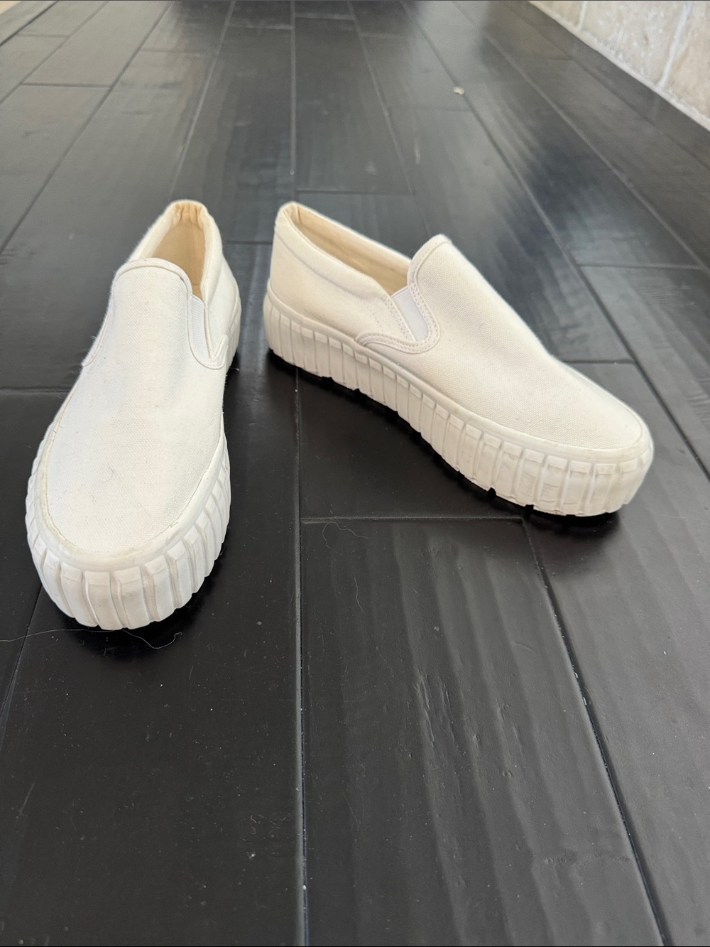H&M White Canvas Slip-On Sneakers